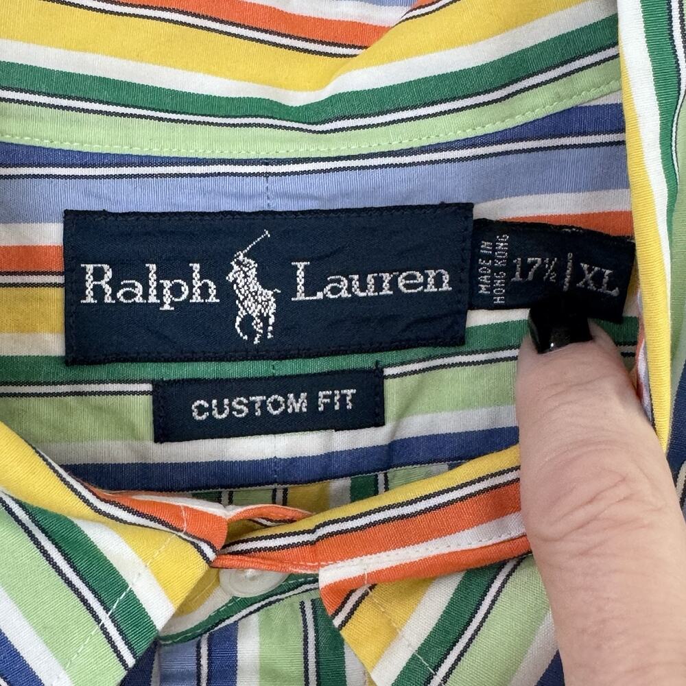Ralph Lauren Polo Mens Colorful Striped Button Down Shirt XL Preppy Classic